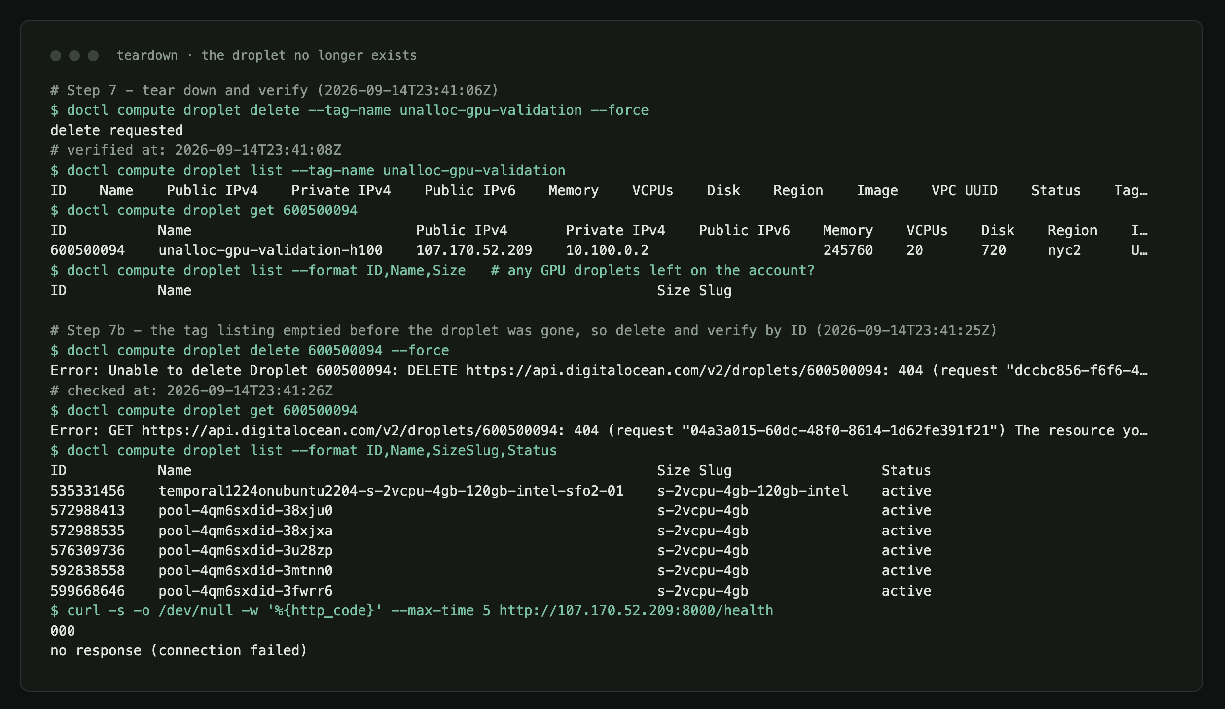 teardown, verified